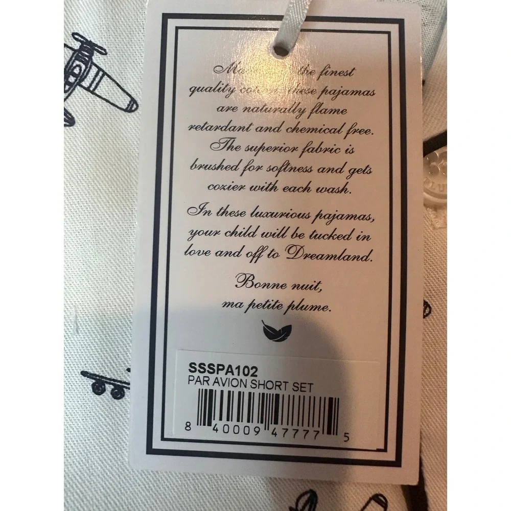 Petite Plume Boys Par Avion Airplane Short Pajama Set White Navy SSSPA102 Size 2